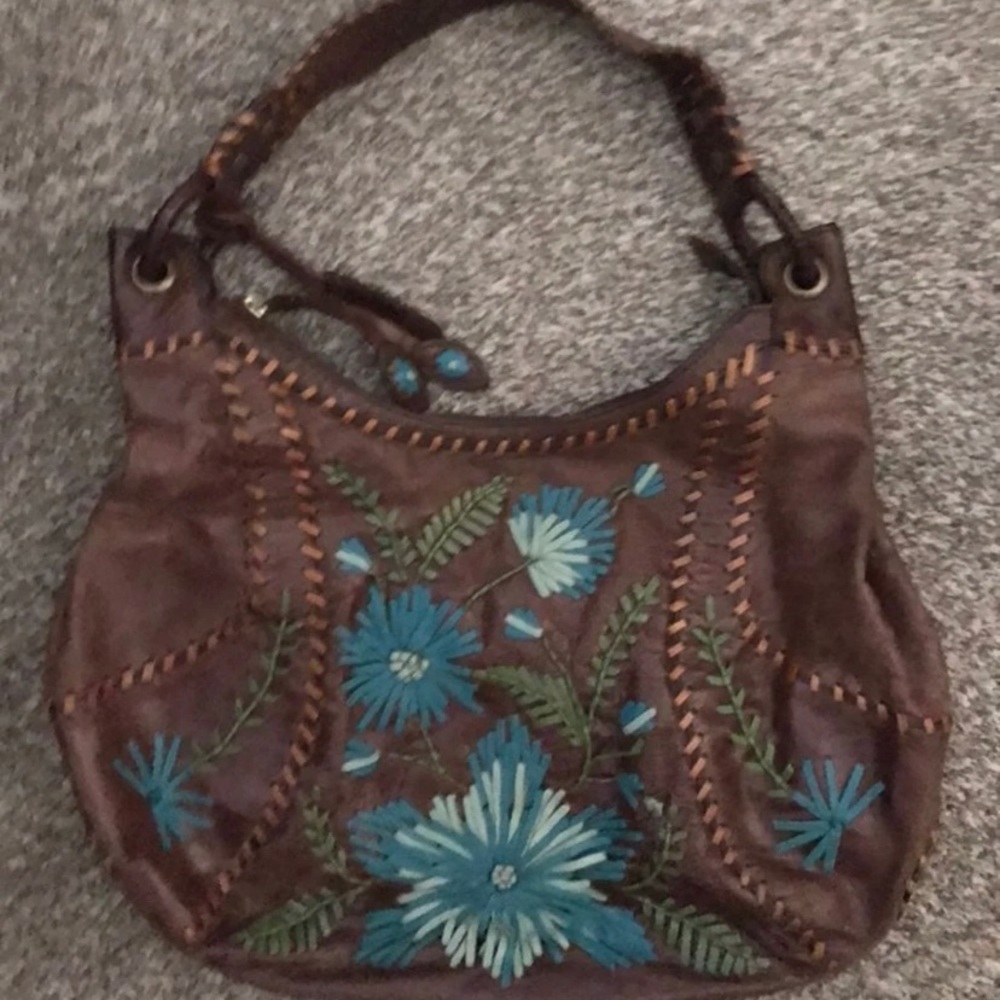 Isabella Fiore Floral Brown Hobo Tote